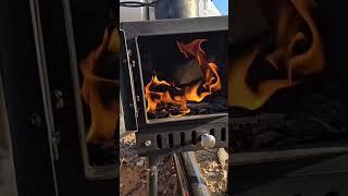 Camping with woodburning stove #shortsvideo