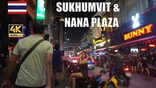 Sukhumvit to Nana Plaza night street walk in Bangkok city Thailand