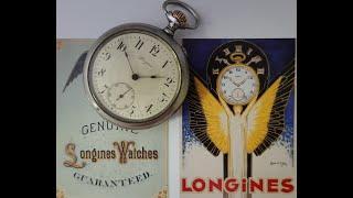 c1889 Longines Pocket watch with pin set movement and straight lever escapement.