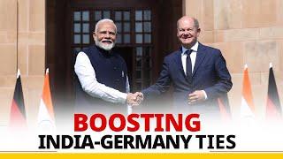 PM Modi meets German Chancellor Olaf Scholz at Hyderabad House in New Delhi