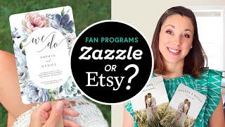 How to Make Wedding Fan Programs: Printable Template on Etsy vs Printed and Shipped on Zazzle?
