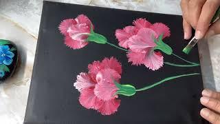 Painting Carnation flower painting by Varsha Patel  | how to paint one stroke painting