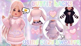 5 Super Cute Outfit Hacks Using the Cozy Sweater!! Roblox Royale High | LauraRBLX