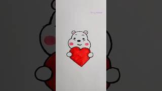 Drawing cute teddy with love #art #loveart