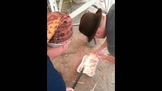 Hardening a draw knife at Blacksmithing & Knife making class (The Human Path)