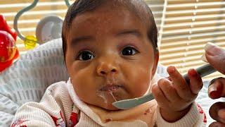 BABY SERAPHINA EATS FOOD FOR THE VERY FIRST TIME!! *TOO CUTE*