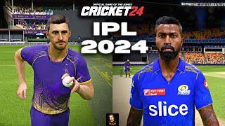 KKR vs MI IPL 2024 T20 Intense Last Ball Thriller! Match In Cricket 24 | RtxVivek