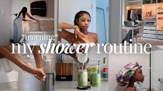 MY *morning* SHOWER + PAMPER ROUTINE | fav body products + skincare + morning routine