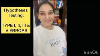 Hypotheses Testing: Type I, II, III IV Errors  #ugcnet #research#drpriyankasharma