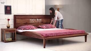 Beds without Storage : Buy Helix Bed Without Storage (Teak Finish) at Best Price @ Wooden Street