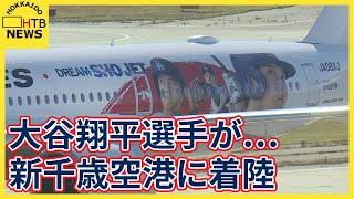 「かっこいい」「乗ってみたい」　大谷翔平選手がデザインされた航空機　新千歳空港に到着