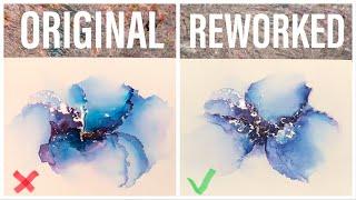 Alcohol ink art - HOW TO rework a painting in 10 minutes  [44]