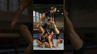 #ArtisticGymnastics, #FemaleAthletes, #AcrobaticTeam, #GymnastPower, #BalanceSkill,