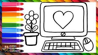 Drawing and Coloring a Rainbow Computer ️ Drawings for Kids