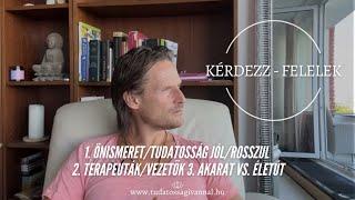 KÉRDEZZ-FELELEK: 1. ÖNISMERET/TUDATOSSÁG JÓL/ROSSZUL, 2. TERAPEUTÁK/VEZETŐK, 3. AKARAT VS. ÉLETÚT