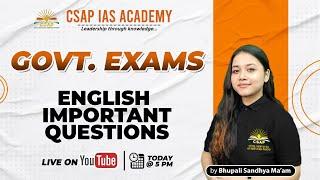 ENGLISH IMPORTATNT QUESTIONS FOR ALL GOVT EXAMINATION | CSAP IAS ACADEMY