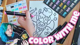 halloween color with me + marker haul ️ | ohuhu | vlogtober 2024 |