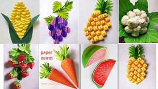 paper watermelon,carrot,pineapple,strawberry, grape,Cauliflower,corn| paper vegetable | paper fruits