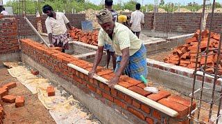 Brickwork Techniques of Basement_2BHK New House Basement Brickwall Build Accurately with Bricks