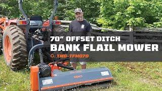 TMG Industrial 70” Offset Ditch Bank Flail Mower