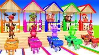 Cow Elephant Lion Gorilla Hippo 3d Animal Long Slide Game Funny 3d Paint Animals Cage Game