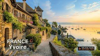 Yvoire France - Beautiful French Village Walking Tour - Flowered Medieval Town - Relaxing 4k video