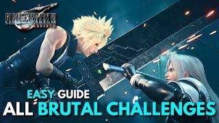 Final Fantasy 7 (VII) Rebirth - ALL 6 VR Brutal Challenges - EASY & SAFE Builds Full Commented Guide