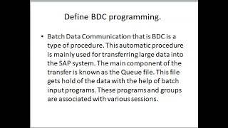 Define BDC programming