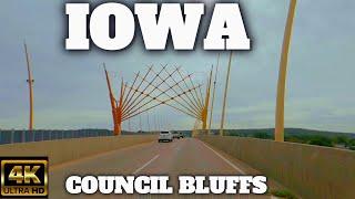 4K- Council Bluffs, Iowa. Driving Tour. Iowa USA