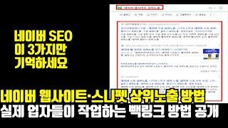 상위 0.001% 네이버 웹사이트·스니펫 상위 노출 방법, 작업 노하우 최초 공개(+SEO, 트래픽 작업 빽링크)