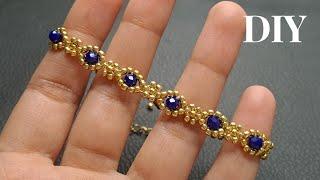 Easy Way to Make Beaded Bracelets/Simple Beaded Bracelet Tutorial/Bracelet with seed & crystal beads