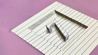 3D Drawing || 3D Trick Art On Line Paper || Number 7