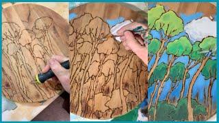 Creating a Forest with the Art of Pyrography and Paint