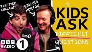 "Who's the smelliest actor?" Timothée Chalamet and Edward Norton play Kids Ask Difficult Questions