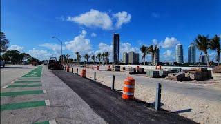 4K RickenBacker Causeway ( Update ) , Fall Cycling Virtual Travel Tour , Miami FL , November 2024