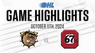 OHL Highlights: Brantford Bulldogs @ Ottawa 67's Oct. 11, 2024