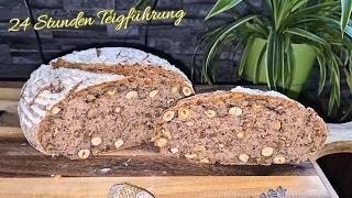 Rustikales Nussbrot mit 24 Stunden Teigführung, super lecker und gesund #153