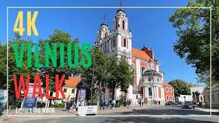 【4K】 Lithuania Vilnius Walk - Town Hall to Gediminas Avenue with City Sounds