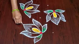 Daily rangoli || lotus rangoli || muggulu ||