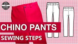 Chino Pants for Men DIY - Sewing Steps / PDF Patterns Boutique Sew Along