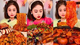  Chinese Food Mukbang ASMR: Braised Pork Belly with Crunchy Sides