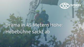 Drama in 45 Metern Höhe: Hebebühne sackt ab - Arbeiter schleudert aus Korb!