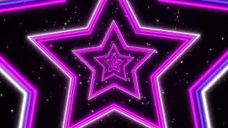 Pink and Purple Shining Stars Neon Lights Tunnel | 4k abstract background screensaver with particles