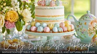 Country Estate Easter Tablescape: Sophisticated Table Settings, Soft Pastels, and Natural Elegance