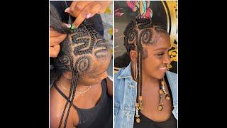 My Client Asked For The Trending Braided Bald Head Style w A twist | Full Tutorial Stitch Braids