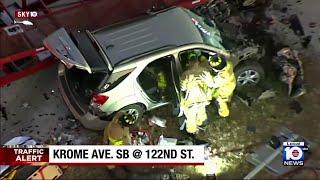 Crash blocks Krome Avenue in Miami-Dade