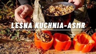 Niedzielny obiad w lesie - Bushcraft No Talk ASMR | Faszerowana papryka.