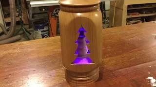 Wood turning an inside out Christmas ornament