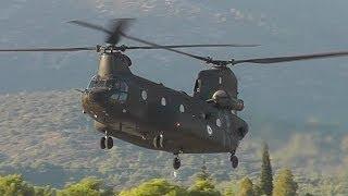 CH-47 Chinook Helicopter-Low Pass, Touch and Go, Backwards Takeoff-Hellenic Army Airshow Display