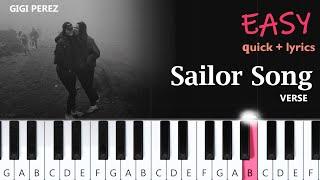 Gigi Perez - Sailor Song ~ VERSE - EASY PIANO TUTORIAL